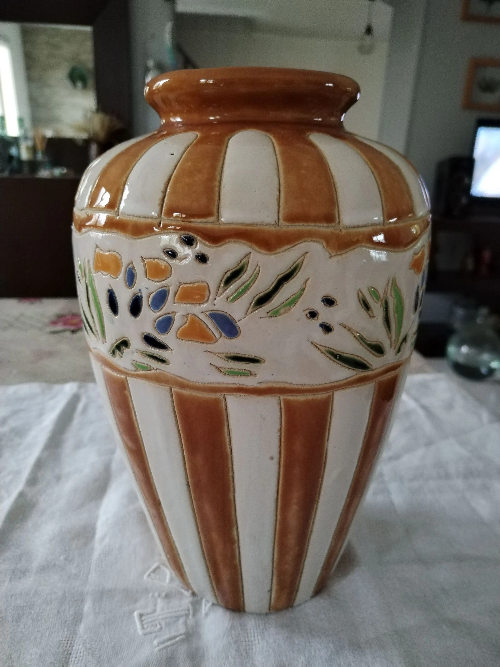 Muito belo vaso vintage estilo art déco artesanal feito à mão. – photo 3